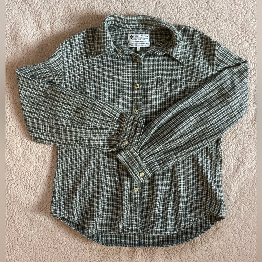 Columbia checkered button-down top